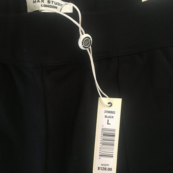 Max Studio London Black Ponte Knit Cargo Jogger Sz L NWT - Picture 2 of 7